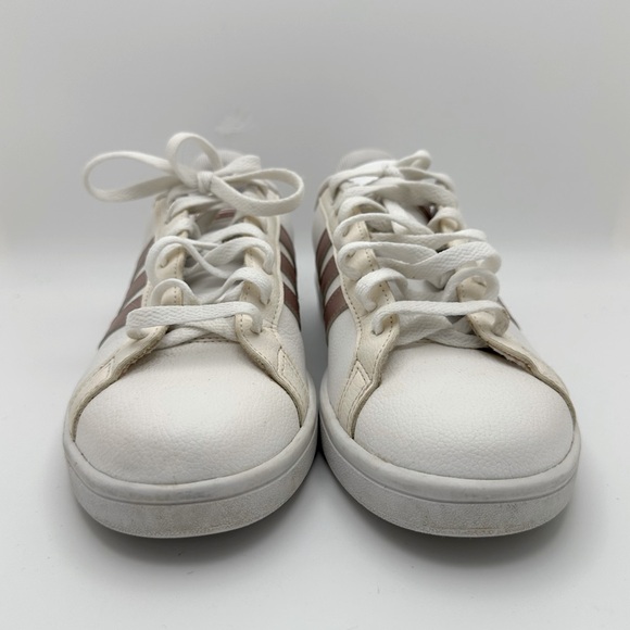 Adidas OrthoLite Float Sneakers Women's 8.5 White Stripes Rose Gold Cloudfoam - Picture 5 of 11